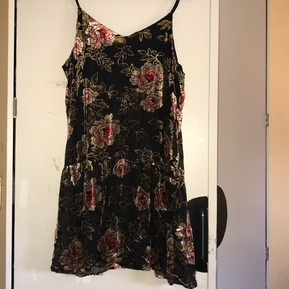 Velvet floral baby doll tank dress